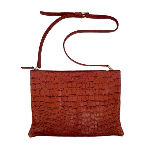Unknown Handbags - Hoze Orange Croc Adjustable Crossbody Bag | Excellent Condition